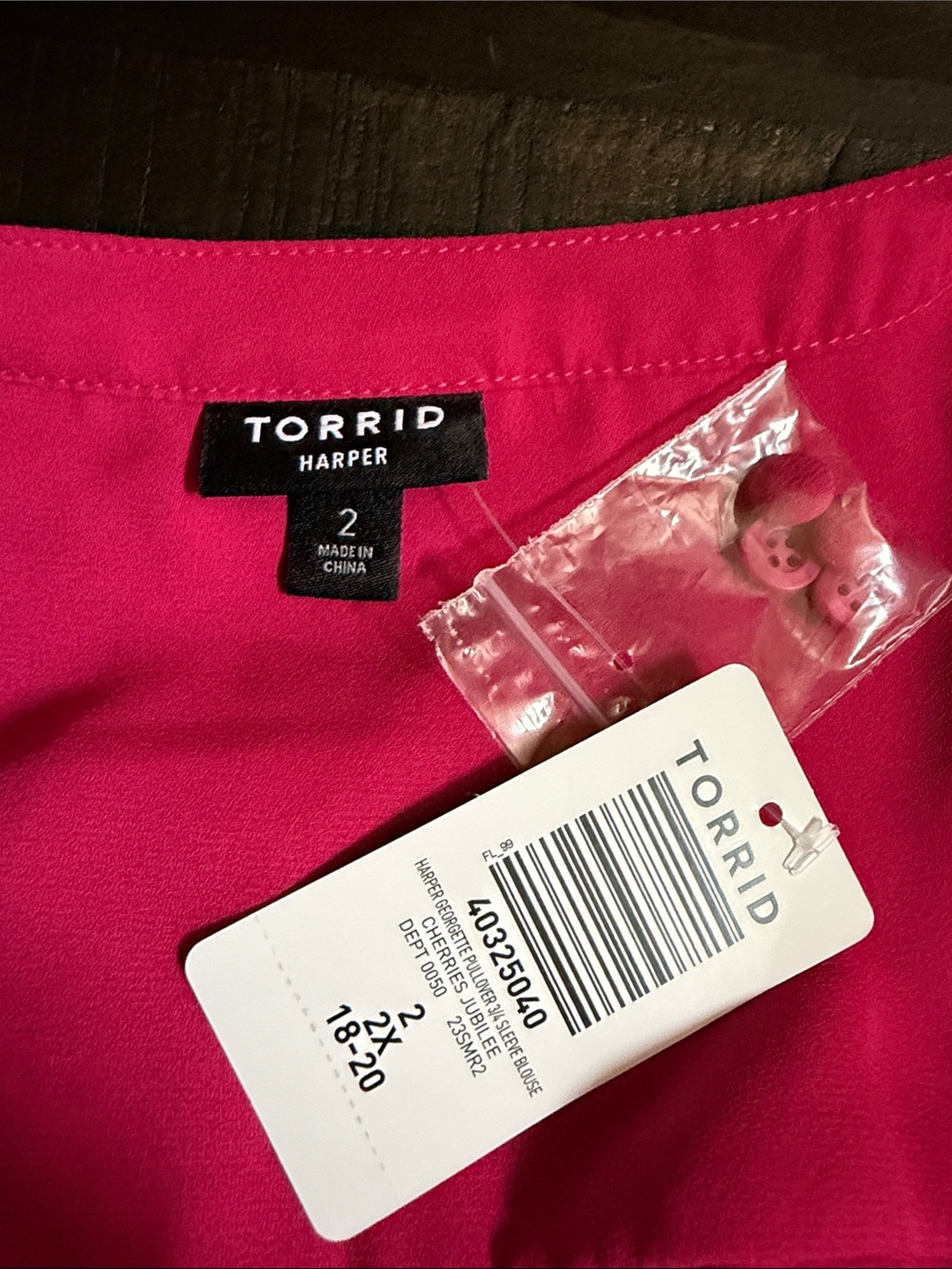 torrid Raspberry Split‑Neck Roll‑Tab Tunic - Picture 2 of 4